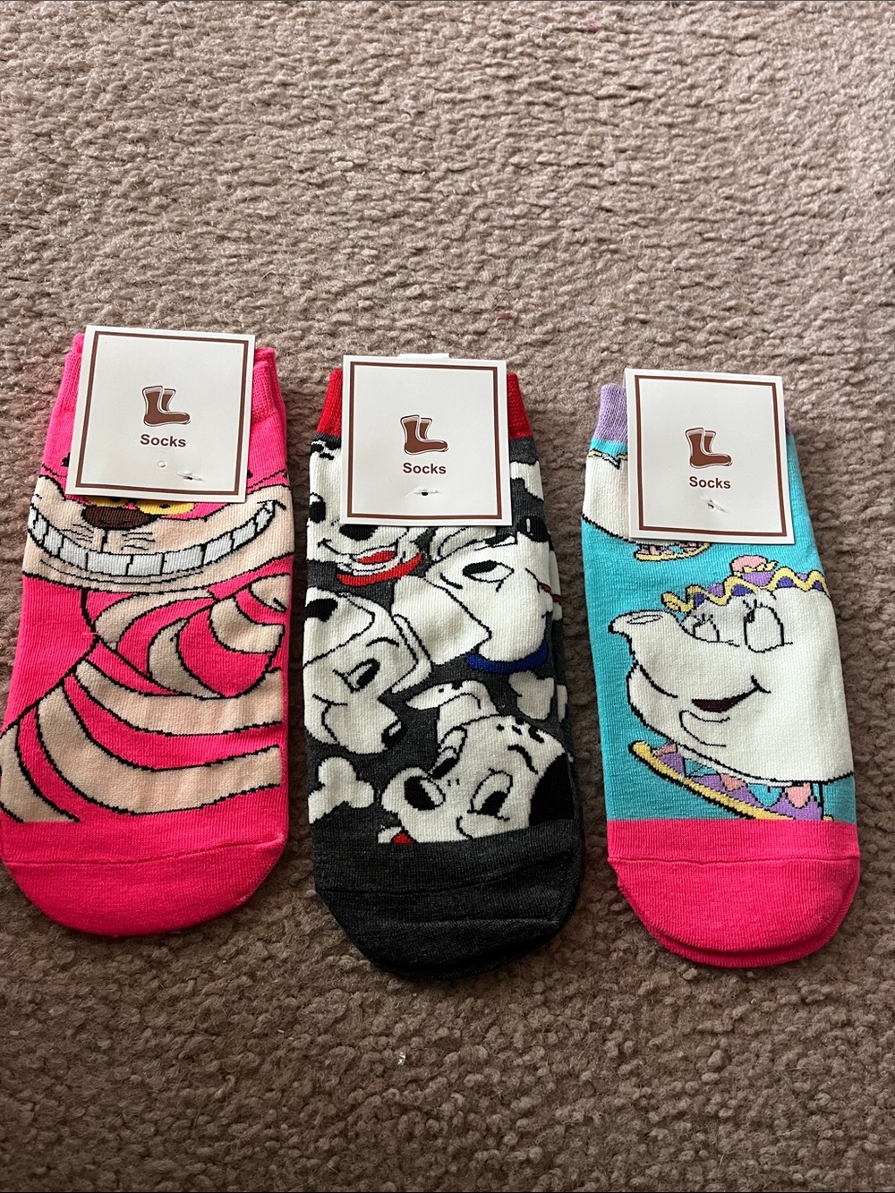 Disney Character Socks Pink, Black & Teal Character Socks - 3-Pack